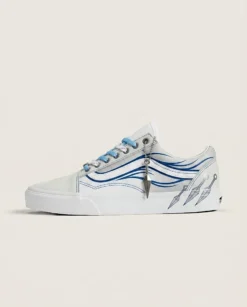 Tactical Wind Kunai Custom Vans Old Skool Shoes | Blue And White