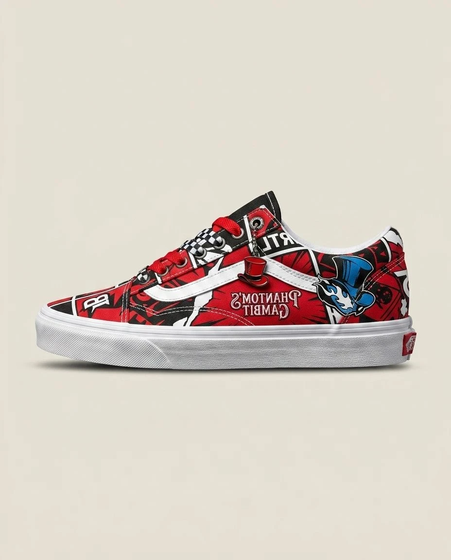 Vans Old Skool Shoes Phantom Thief Calling Card Fantasy Gaming Custom 1 Vans Old Skool Shoes Phantom Thief Calling Card Fantasy Gaming Custom