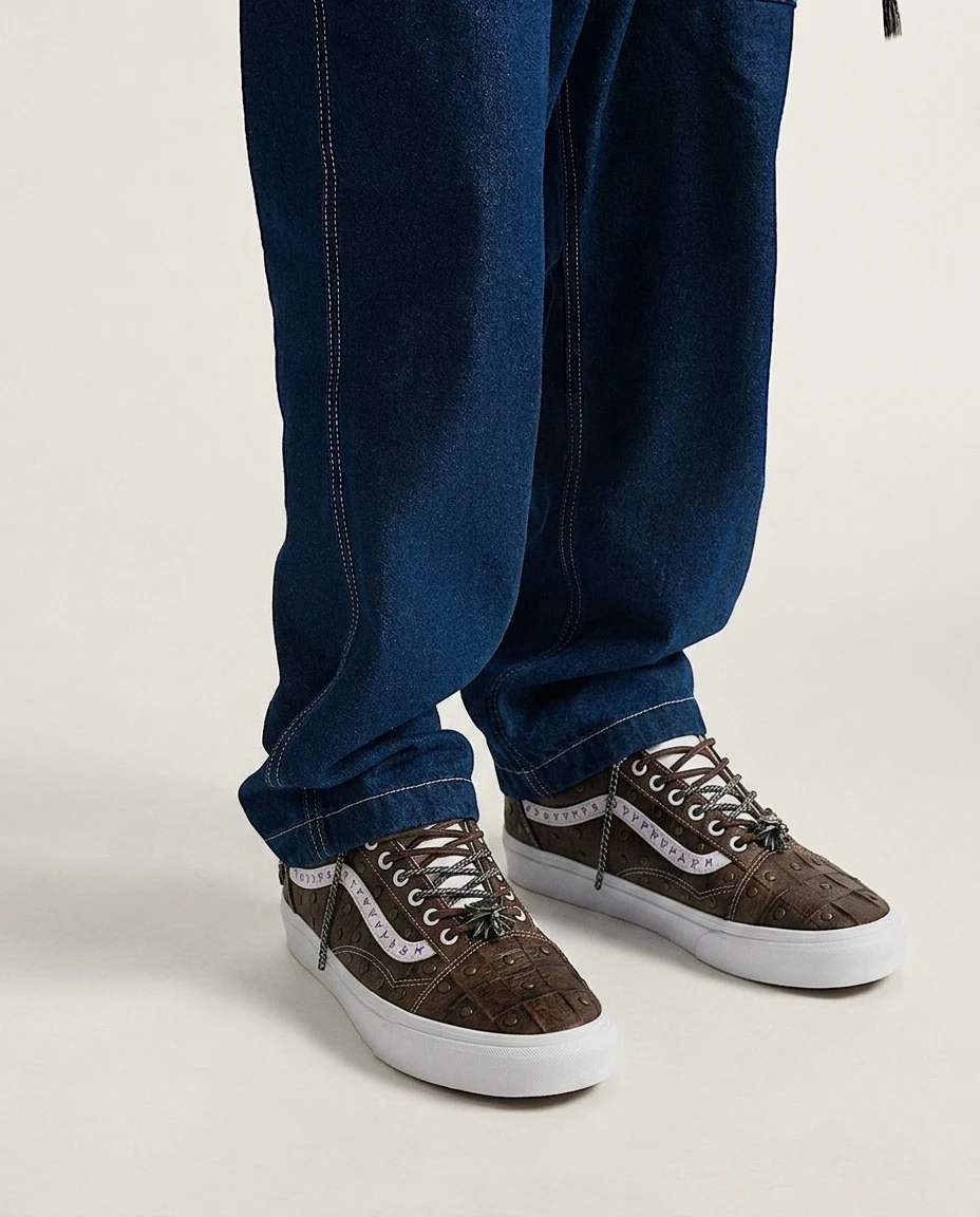 Vans Old Skool Shoes Witcher s Silver Fantasy Gaming Rune And Wolf Details Custom 2 Vans Old Skool Shoes Witcher s Silver Fantasy Gaming Rune And Wolf Details Custom - Image 2