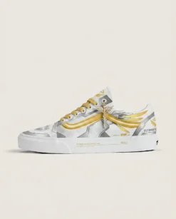 Vans Old Skool Shoes Valkyrie Medic Mecha Fantasy Gaming White And Gold Armor Styling Custom