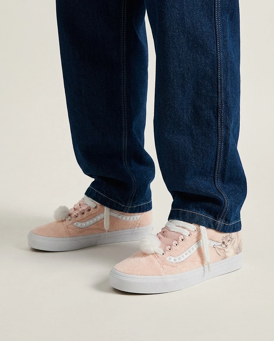 Vans Old Skool Shoes Peach Fluffy Squirrel Momonga Peach Pastel Custom 2 Vans Old Skool Shoes Peach Fluffy Squirrel Momonga Peach Pastel Custom - Image 2
