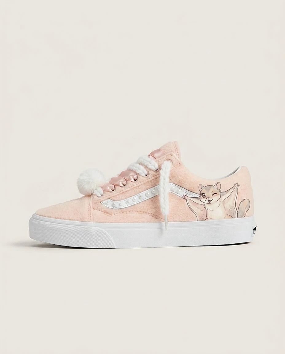 Vans Old Skool Shoes Peach Fluffy Squirrel Momonga Peach Pastel Custom 1 Vans Old Skool Shoes Peach Fluffy Squirrel Momonga Peach Pastel Custom