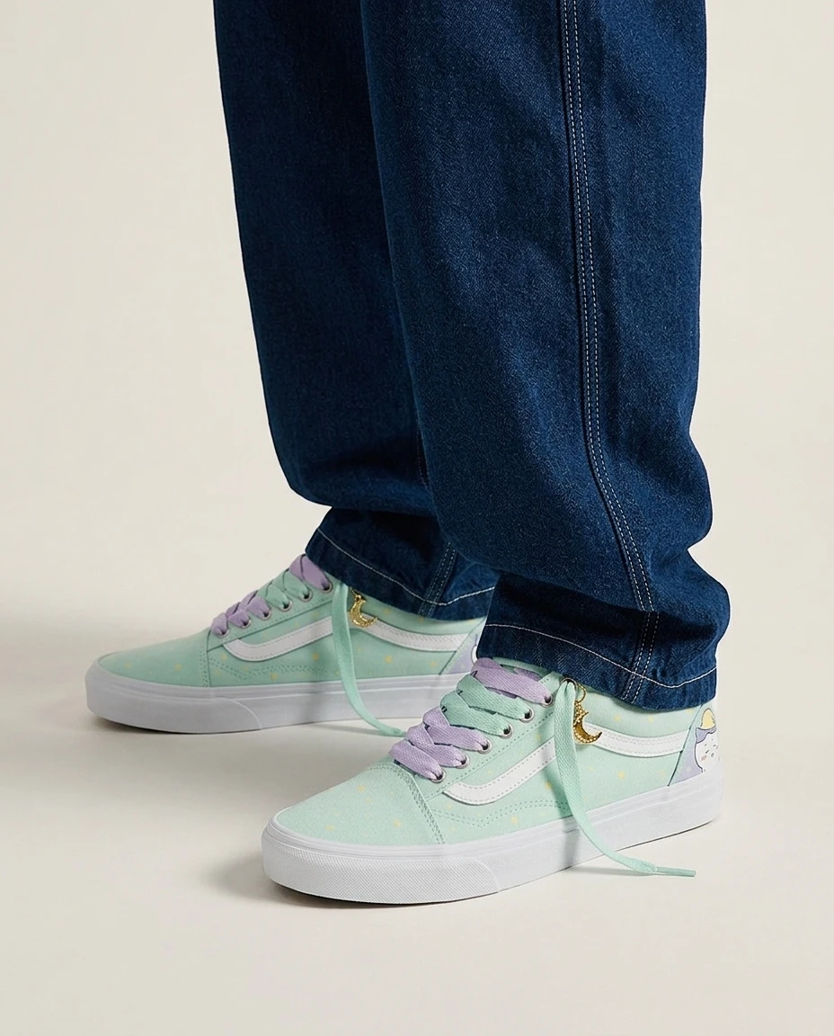 Vans Old Skool Shoes Pajama Starry Party Pastel Star Print Lace-up Custom 2 Vans Old Skool Shoes Pajama Starry Party Pastel Star Print Lace-up Custom - Image 2